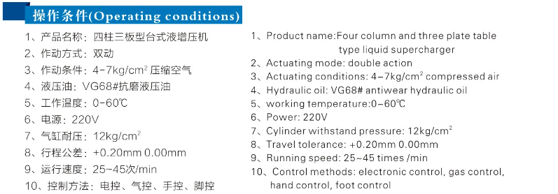 四柱標準型菠萝蜜在线免费视频機產品操作條件